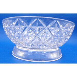 Serving Dish- Clear Pressed Glass- Diamond and Star Pattern